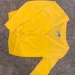 H&M cropped button down/ribbon tie shirt